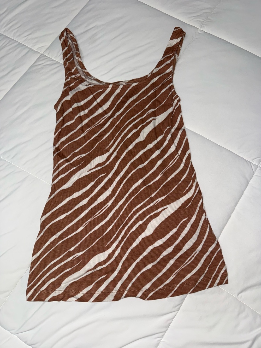 a new day Brown and Cream Zebra Stripe Tank Top